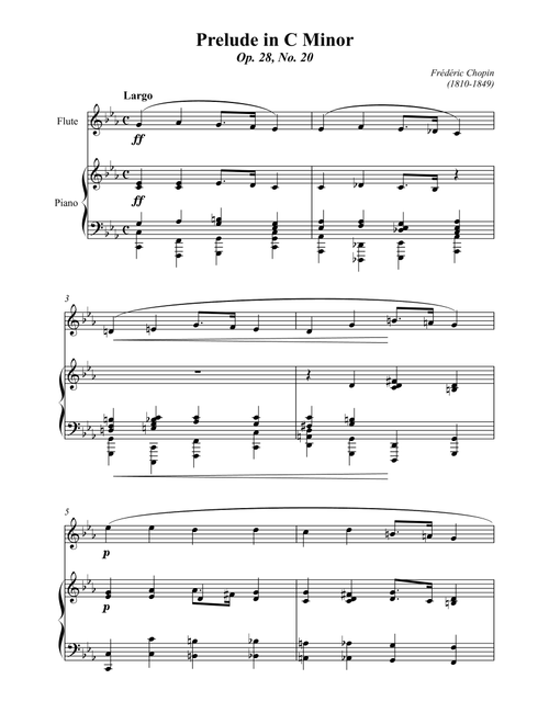 Chopin Prelude in C minor Op.28 No.20 (Arr. Wesley S. SIlva) - Frédéric Chopin (Flute Solo)