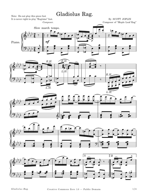 Gladiolus Rag – Scott Joplin – 1907