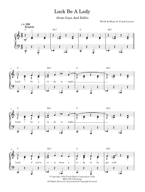 Luck Be A Lady (from 'Guys and Dolls') - Frank Loesser, Frank Sinatra (Piano Vocal)