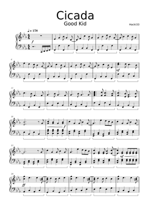 Cicada – Good Kid Sheet Music for Trombone, Tuba, Flute, Saxophone alto ...