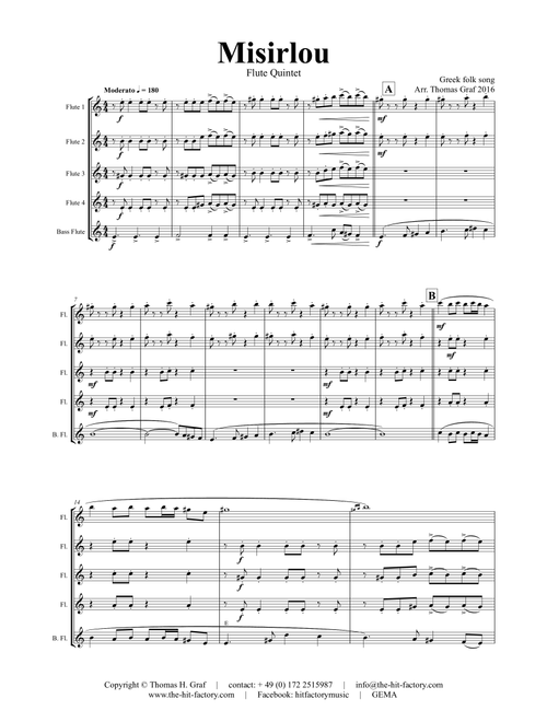 Misirlou - Pulp Fiction - Flute Quintet - C (Arr. Thomas Graf) - Trad (Woodwind Ensemble)