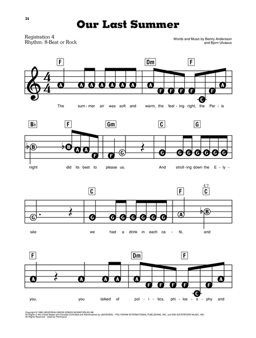 Our Last Summer (from Mamma Mia!) - ABBA (E-Z Play Today)