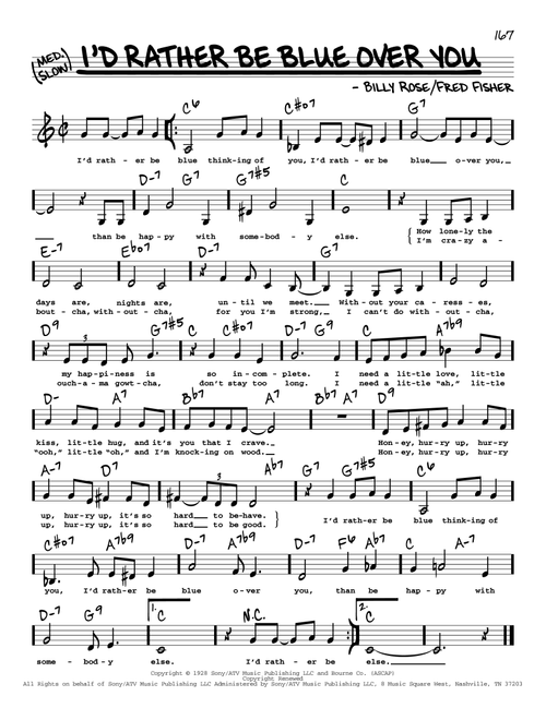 I'd Rather Be Blue Over You (from Funny Girl) (Low Voice) - Barbra Streisand (Real Book - Melody-Chords-Lyrics)