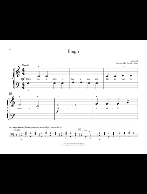 Bingo (arr. Jennifer Linn) - Traditional (Educational Piano)