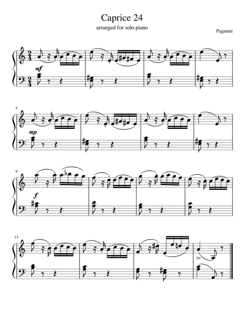 Caprice 24 - Paganini - for solo piano
