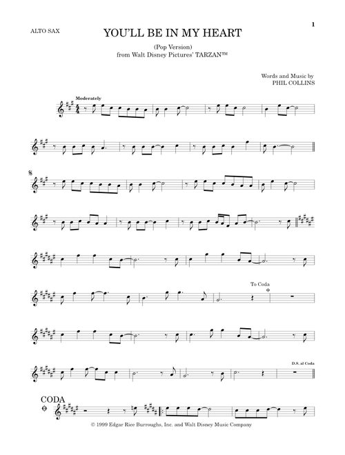 You'll Be In My Heart (Pop Version) (from Tarzan) - Phil Collins (Alto Sax Solo)