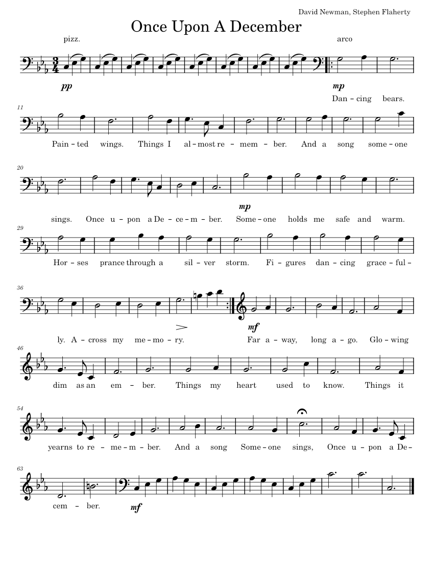 once upon a december cello sheet music