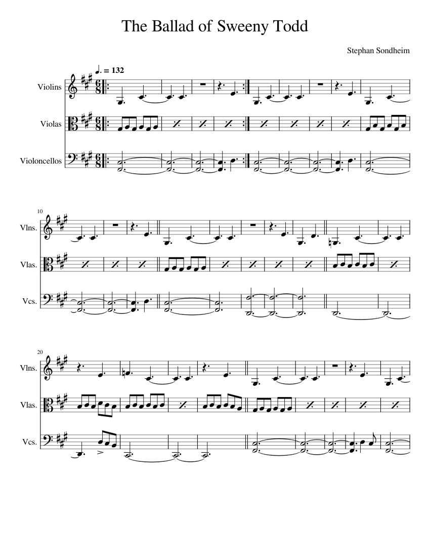 Sweeney todd - the ballad of sweeney todd string trio Sheet Music for ...