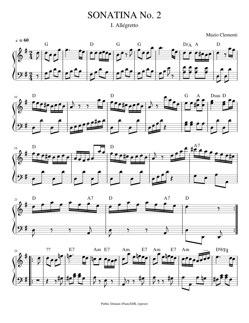 Clementi Sonatina Op 36 No 2 Sheet music for Piano (Solo) | Musescore.com