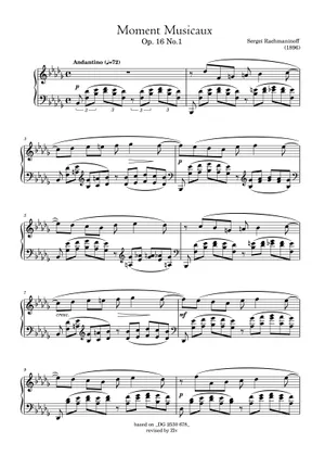 Moment Musicaux, Op 16, No.1 – Sergei Rachmaninoff Sheet Music for Moment Musicaux, Op 16, No.1 – Sergei Rachmaninoff Sheet Music for