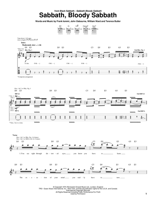 Sabbath, Bloody Sabbath - Black Sabbath, Ozzy Osbourne (Guitar Tab)