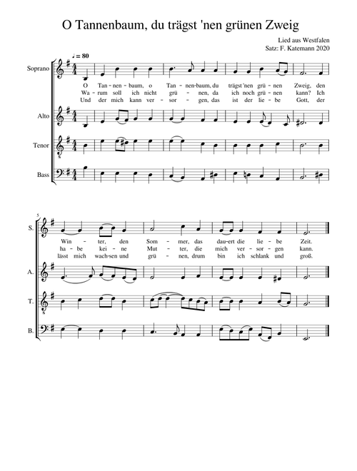 Oh Tannenbaum, du trägst 'nen grünen Zweig (SATB)
