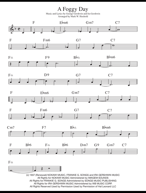 A Foggy Day (In London Town) from A DAMSEL IN DISTRESS (Arr. Mark W. Huxhold) - George Gershwin, Ira Gershwin (Lead Sheet - Fake Book)
