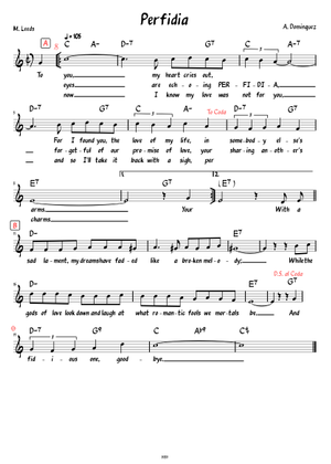 Perfidia [lead sheet] – Alberto Dominguez Sheet Music with Chords for ...