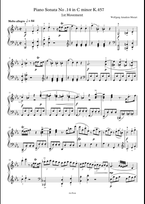 Sonata No. 14, 2nd Movement K. 457 Sheet Music for Piano (Solo