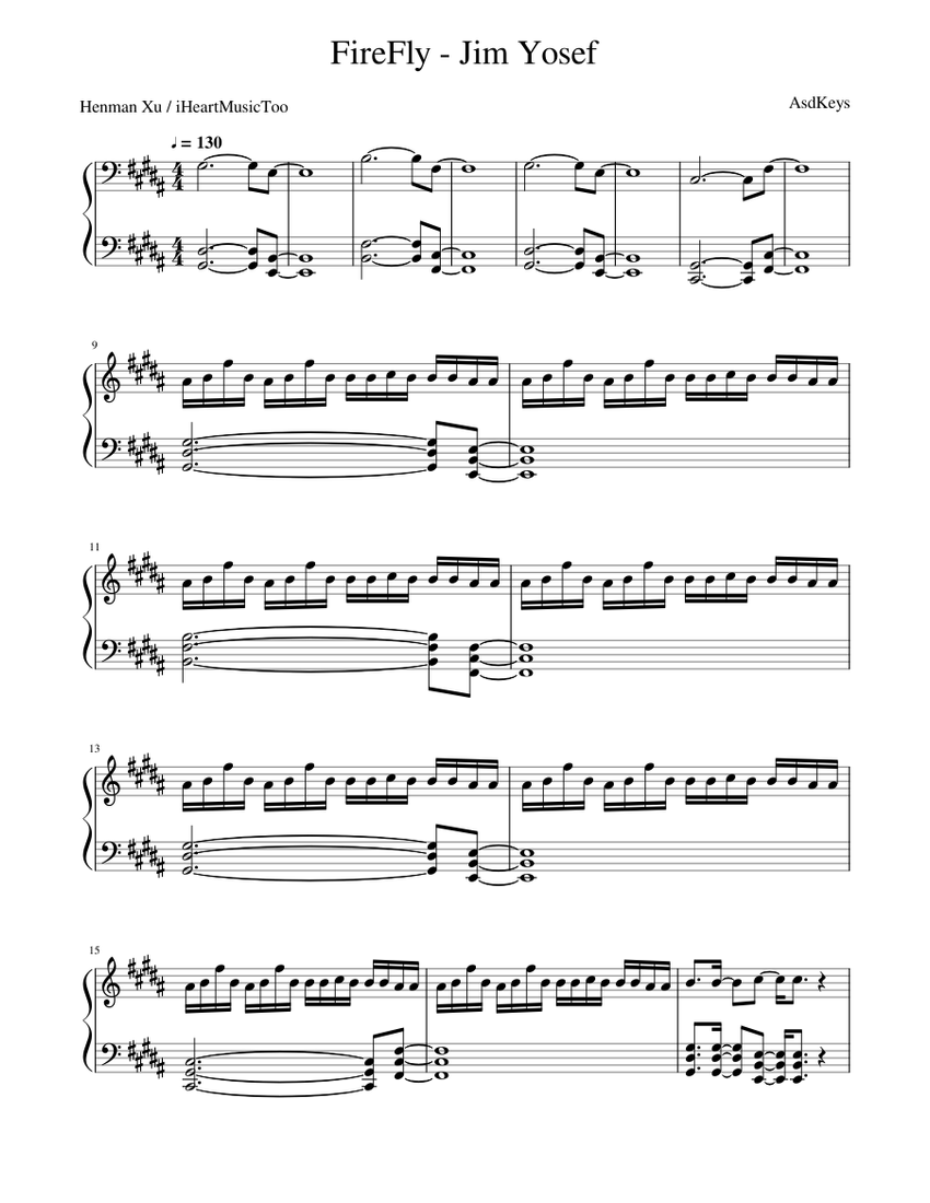 Jim Yosef - Firefly Sheet Music for Piano (Solo) | MuseScore.com