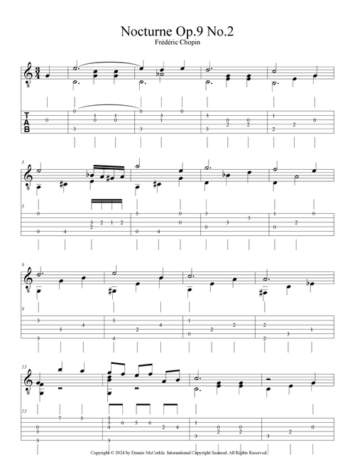 Nocturne Op.9 No.2 (Arr. Dennis McCorkle) - Frédéric Chopin (Guitar Tab)