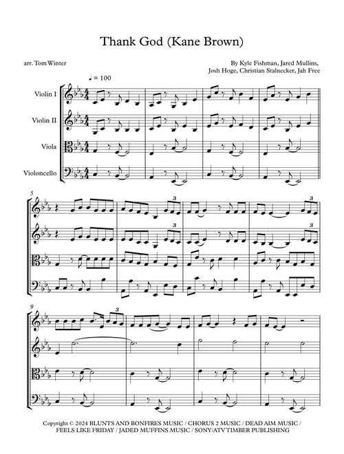 Thank God (Arr. Thomas Winter) - Kane Brown (String Quartet)