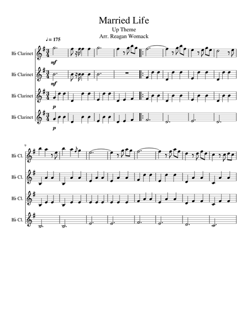 Married Life for Clarinet Quartet