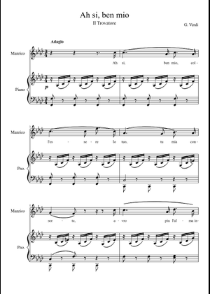 Verdi, Il Trovatore: Stride la vampa Sheet Music for Piano, Flute