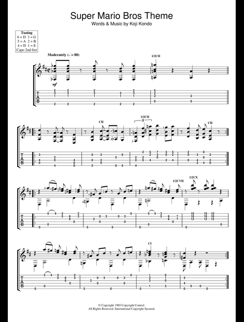 Super Mario Bros Theme (Arr. Jerry Willard) - Koji Kondo (Guitar Tab)