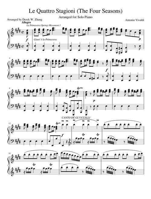 The Four Seasons (Complete Piano Transcription)