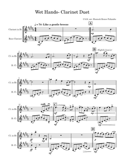 Wet Hands- Clarinet Duet