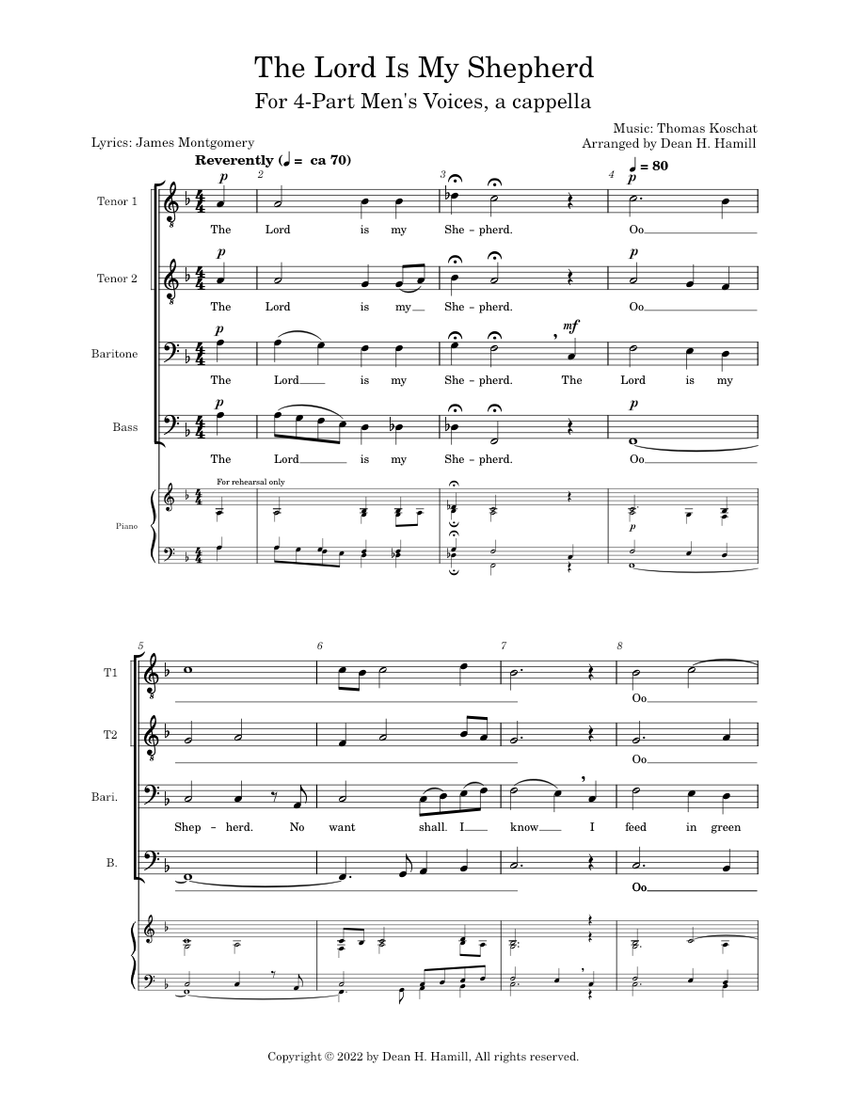 The Lord is My Shepherd – Thomas Koschat Sheet Music with Chords for ...