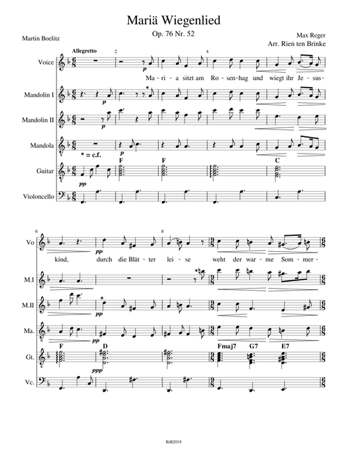 Mariä Wiegenlied (Reger) in F