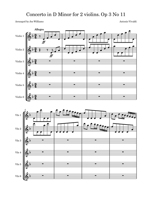Concerto in D Minor for 2 Violins. Op. 3 No. 11 (Arr. Joe Williams) - Antonio Vivaldi (String Ensemble)