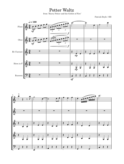 Potter Waltz – Wind Quintet - Patrick Doyle