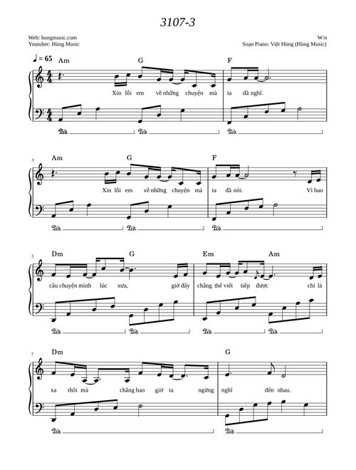 3107-3 Sheet Piano - Hung Music