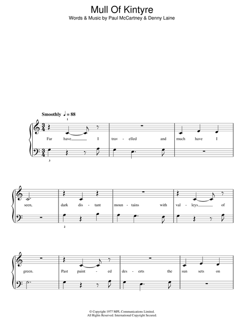 Mull Of Kintyre - Paul McCartney & Wings, Paul McCartney (Easy Piano)