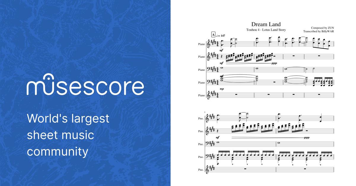 Dream Land - Touhou 4 Final Stage Theme Piano Sheet music Dream Land - Touhou 4 Final Stage Theme Piano Sheet music