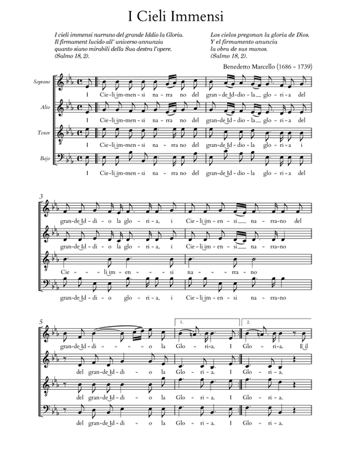 I Cieli Immensi (Arr. José F. Anello) - Benedetto Marcello (Choral, SATB)
