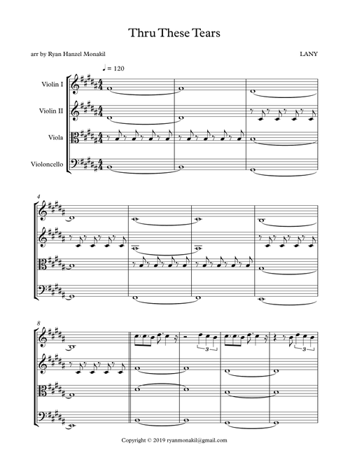 Thru These Tears (Arr. Ryan Hanzel Monakil) - Lany (String Quartet)