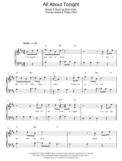 All About Tonight - Pixie Lott (Easy Piano)