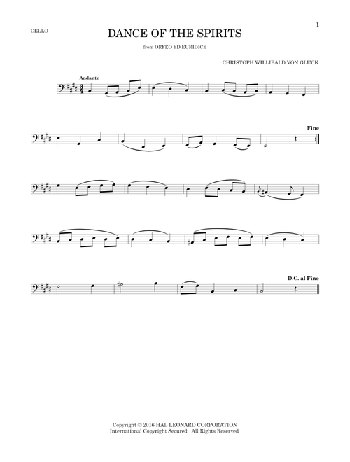 Dance Of The Spirits - Christoph Willibald von Gluck (Cello Solo)