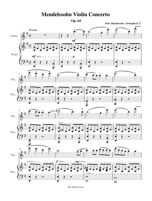 Mendelssohn Violin Concerto in E minor Op. 64 – Felix Mendelssohn Mendelssohn Violin Concerto Op.64