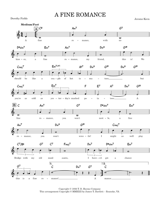 A Fine Romance [lead sheet]
