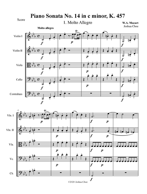 Piano Sonata No. 14, Movement 1 (Arr. Joshua Choe) - Wolfgang Amadeus Mozart (Orchestra)