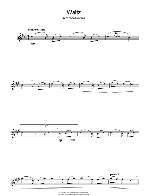 Waltz Op. 39, No. 15 - Johannes Brahms (Alto Sax Solo)