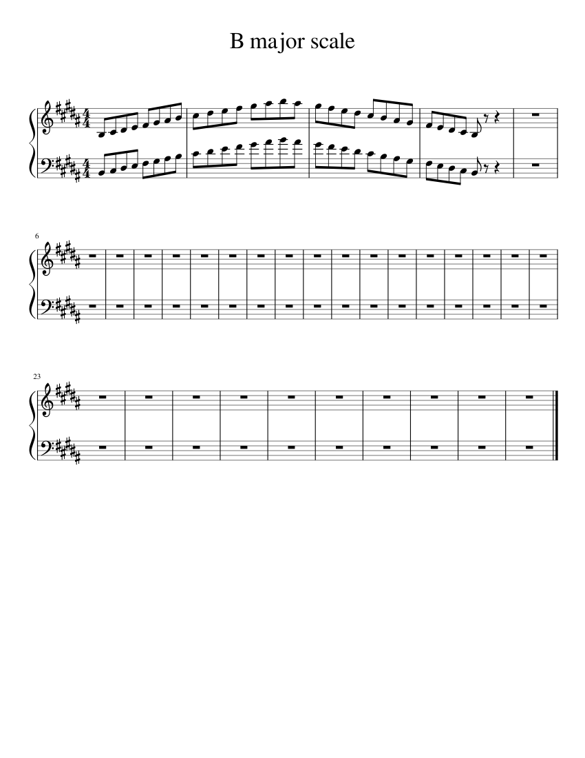 B major scale Sheet music for Piano (Solo) | Musescore.com