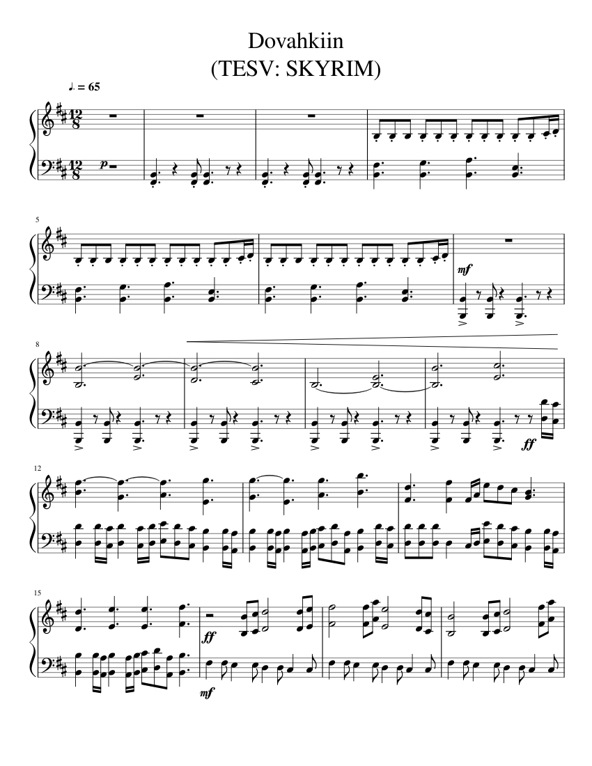 I navnet Algebra Surichinmoi Dovahkiin (TESV: SKYRIM) Sheet music for Piano (Solo) | Musescore.com