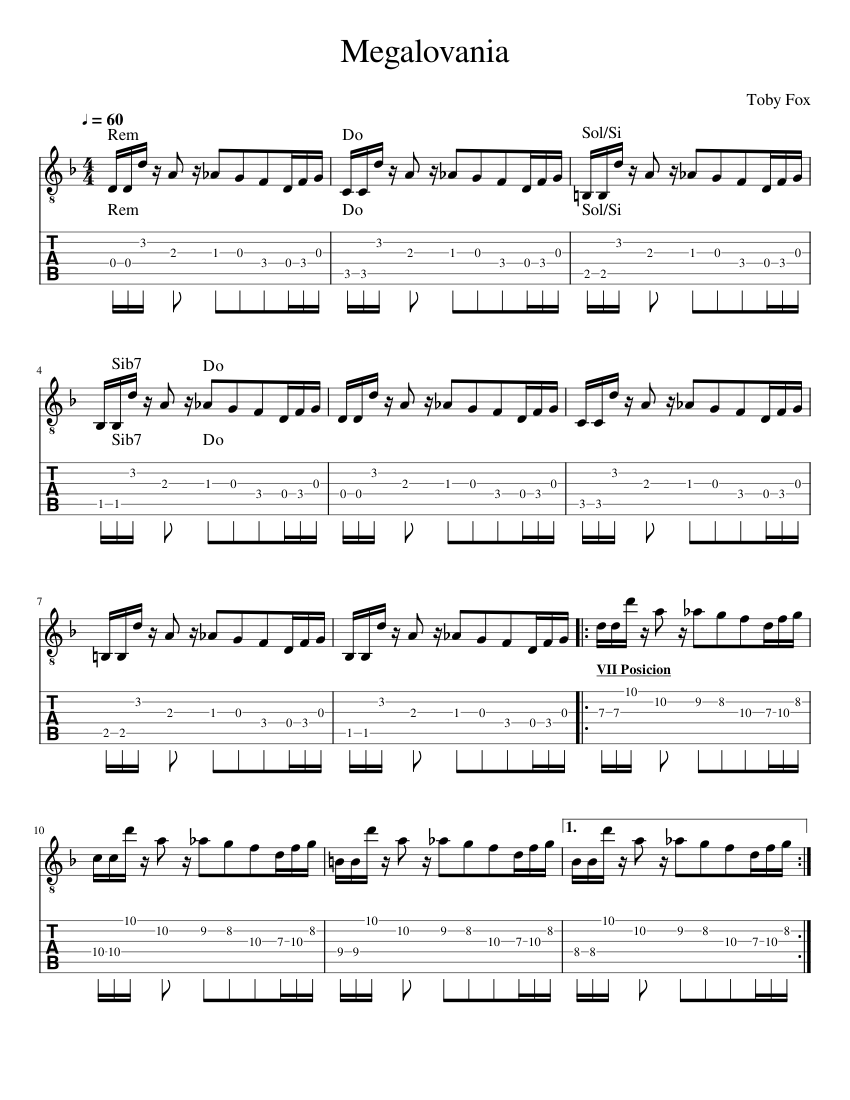 Undertale Megalovania Sheet music for Guitar Mixed Duet Musescore