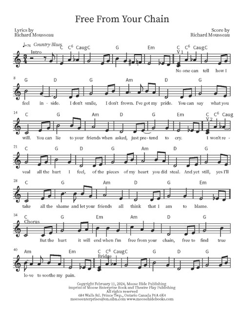 Free From Your Chain (Arr. Richard Mousseau) - Rick Moose (Guitar Chords-Lyrics)