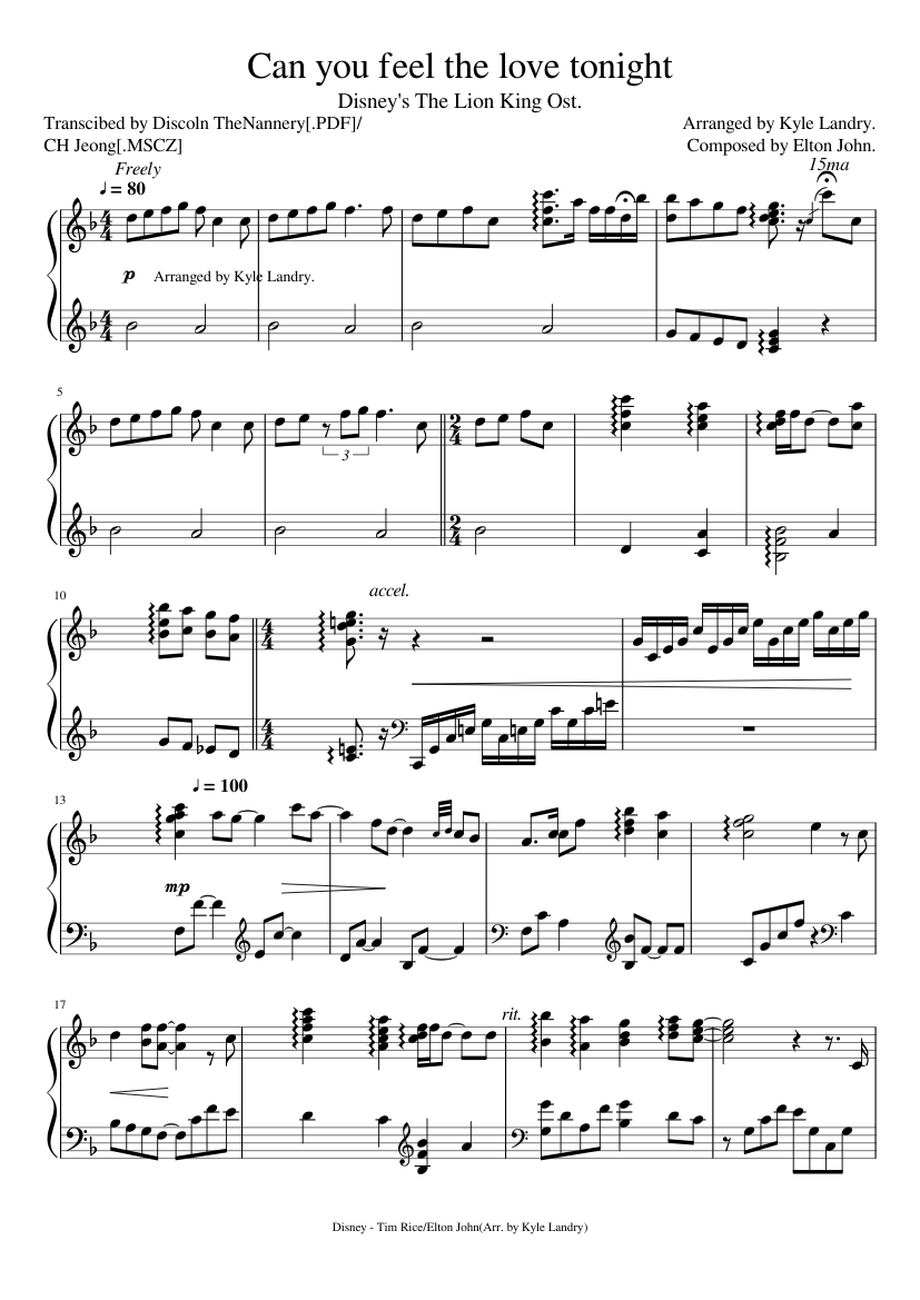 explosión surf Señuelo Can you feel the love tonight(Lion King) - Kyle Landry Sheet music for Piano (Solo) | Musescore.com explosión surf Señuelo Can you feel the love tonight(Lion King) - Kyle Landry Sheet music for Piano (Solo) | Musescore.com