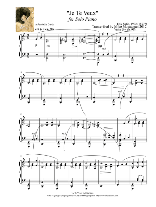 Je Te Veux for Solo Piano