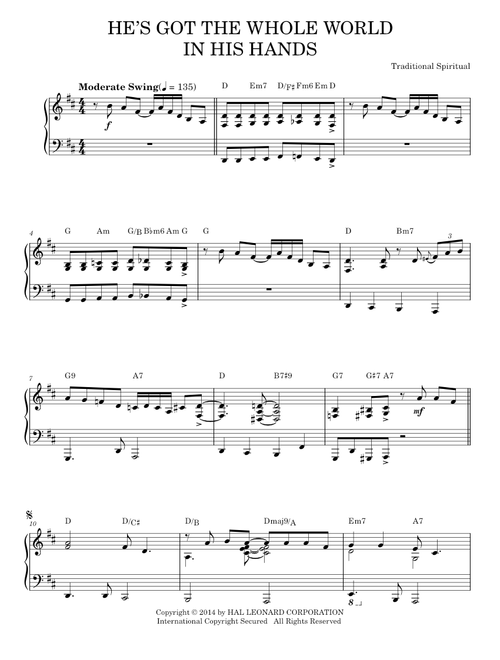He’s got the whole world
in his hands (Piano Solo)