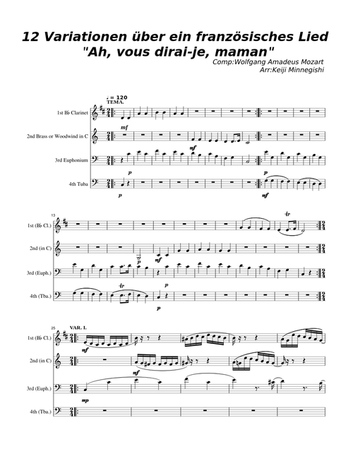 W.A.Mozart:12 Variationen ueber ein franzoesisches Lied [Ah, vous dirai-je, maman]